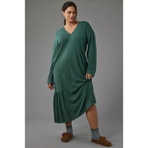 Daily Practice by Anthropologie Hooded Midi Dress Green 1X | Casual Lounge Boho